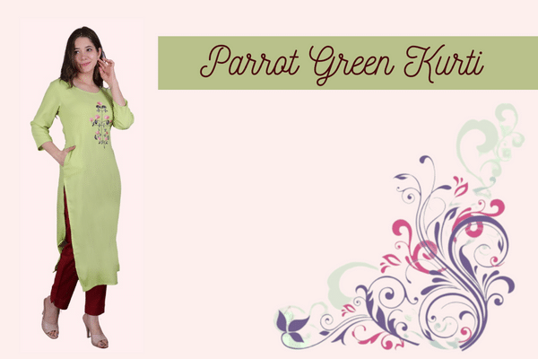 parrot green kurti